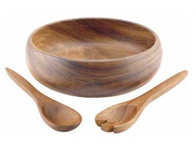 Handmade Wooden Salad Bowl Set – Rustic 3‑Piece Serving Bowls Gift