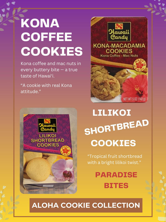 Kona Coffee Macadamia & Lilikoi Shortbread Cookies Duo, Aloha Cookie Collection