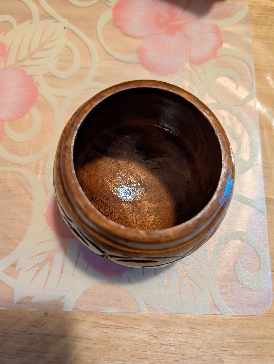 Maui Engraved Acacia Handcrafted Wood Set Cup 4 Piece Set