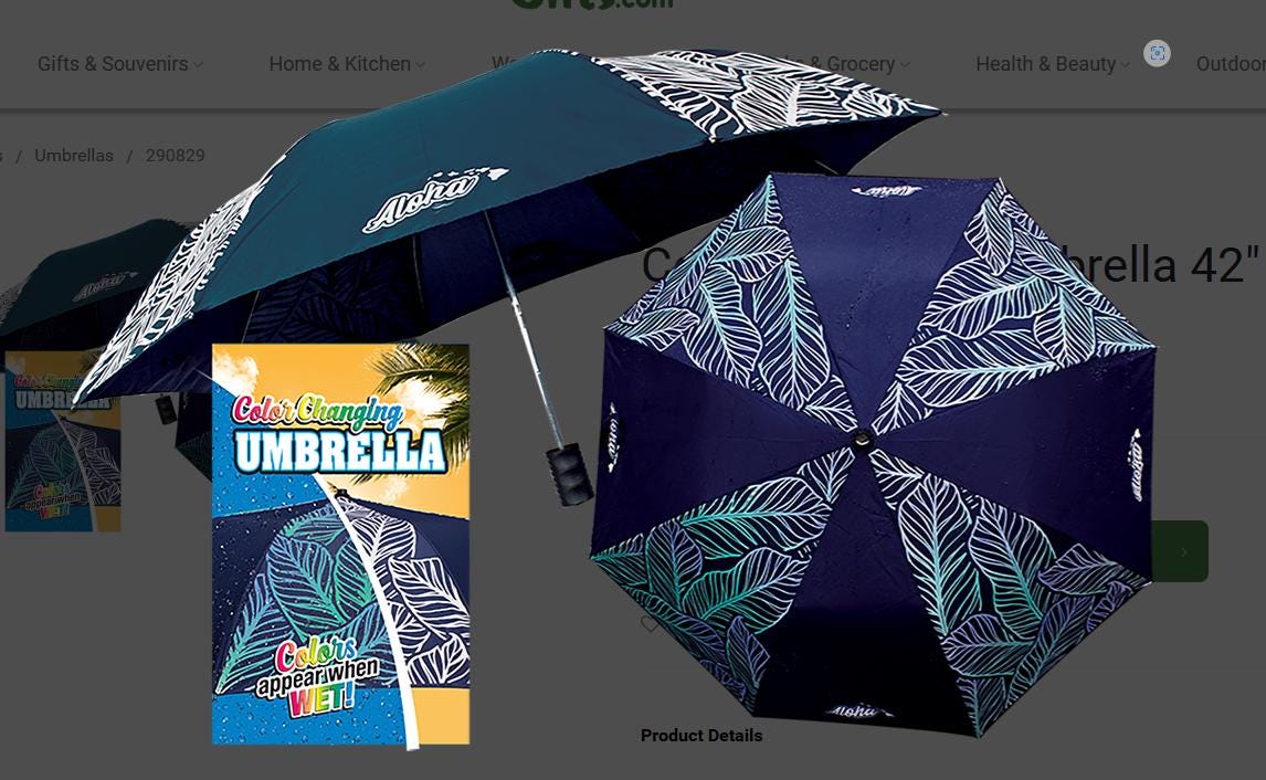 Color Changing Umbrella Banana Leaf Hawaiian Umbrella 42"