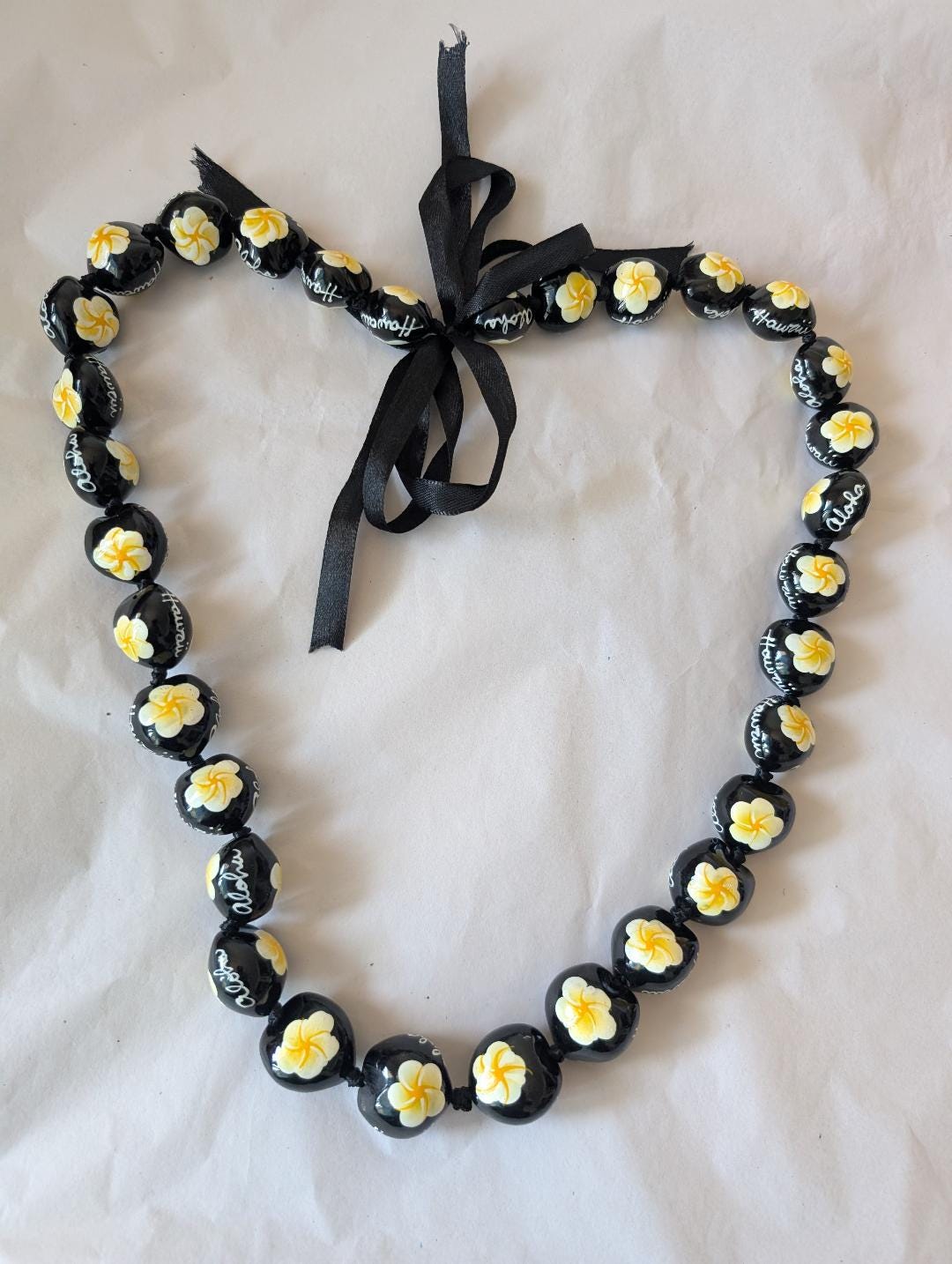 Yellow Hibiscus Kukui Nut Specialty Lei Graduation Senior Lei