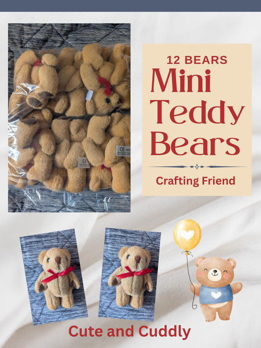 12 Mini Teddy Bears – Small Plush Bears for Crafts, Gifts, Favors