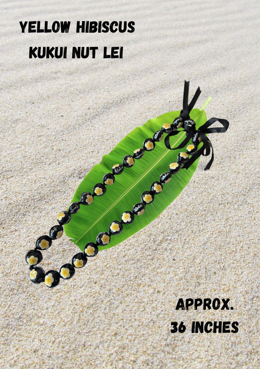 Yellow Hibiscus Kukui Nut Specialty Lei Graduation Senior Lei
