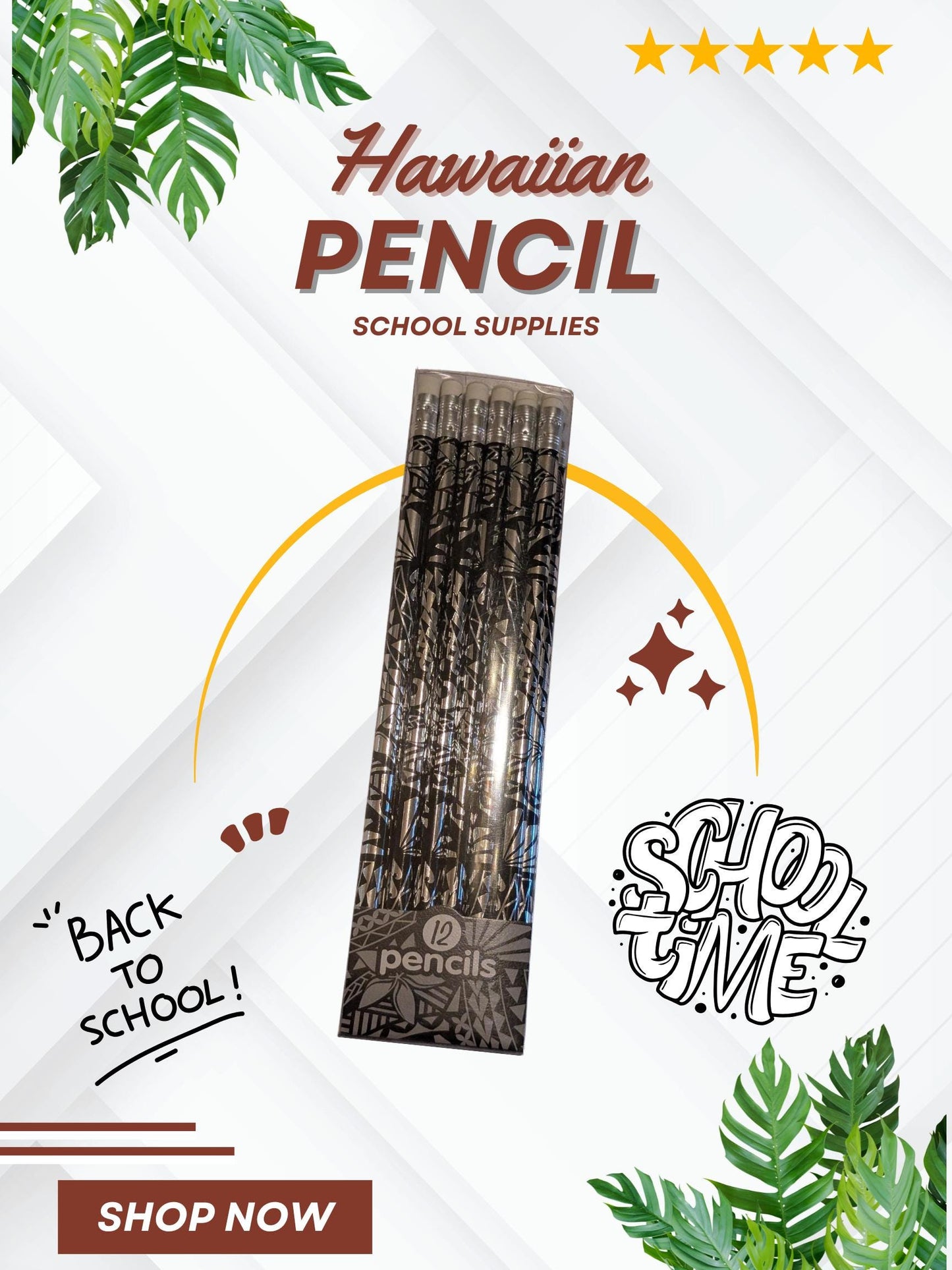 Hawaiian Print Pencils Back to School Teacher Kid Gift 2 pack - 12 count