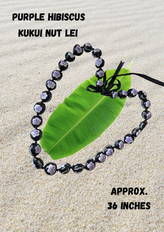 Purple Hibiscus Kukui Nut Specialty Lei Graduation Senior Lei