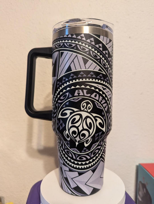 Stainless Steel Travel Tumbler Insulated Double Wall 40 oz Hawaiian Gift Beach Tumbler