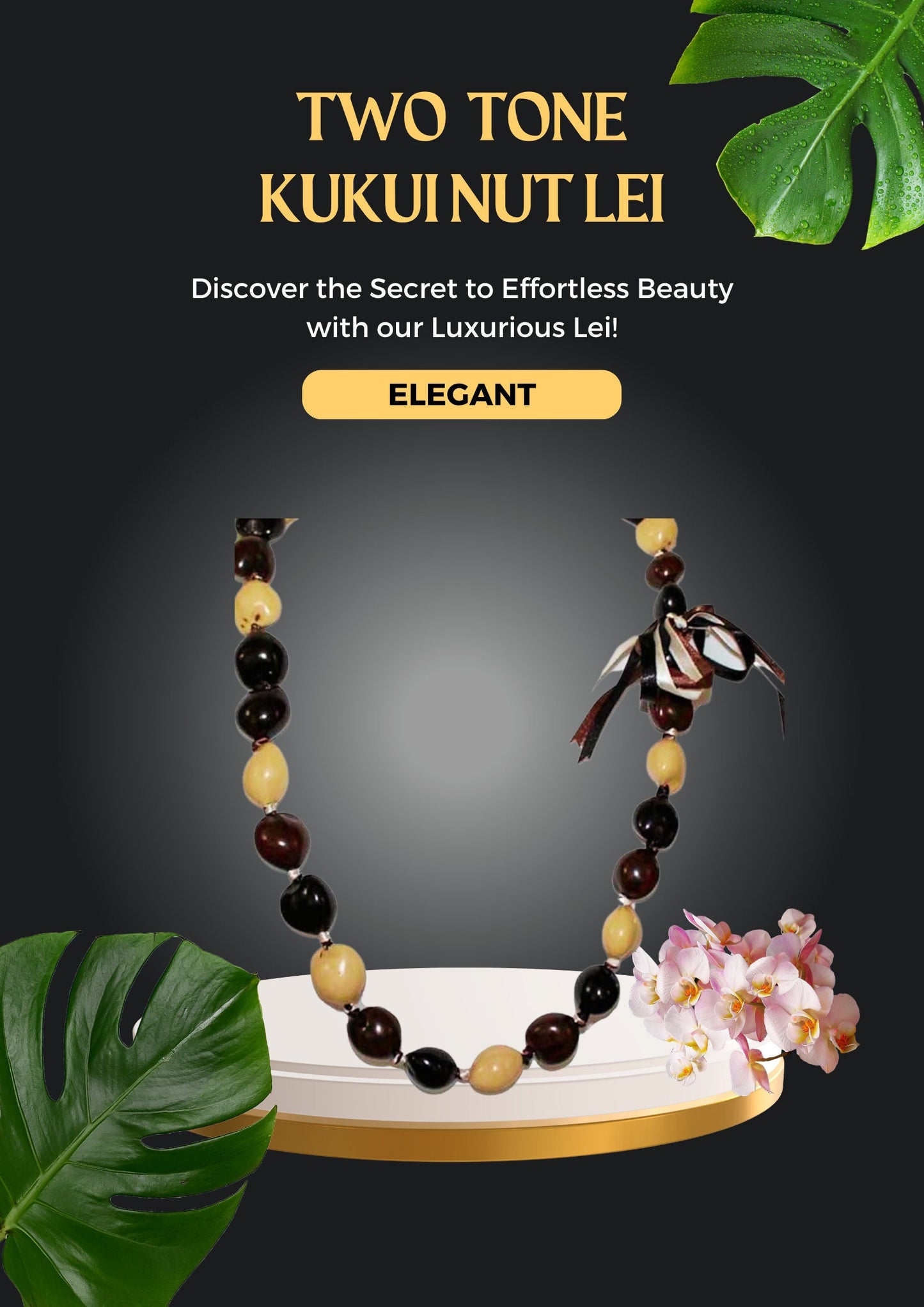 Ombre' Kukui Nut Lei Tradition Graduation Senior Lei
