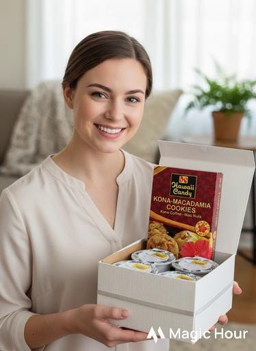 Kona Coffee Gift Box – 100% Kona K-Cup Pods & Hawaiian Cookies