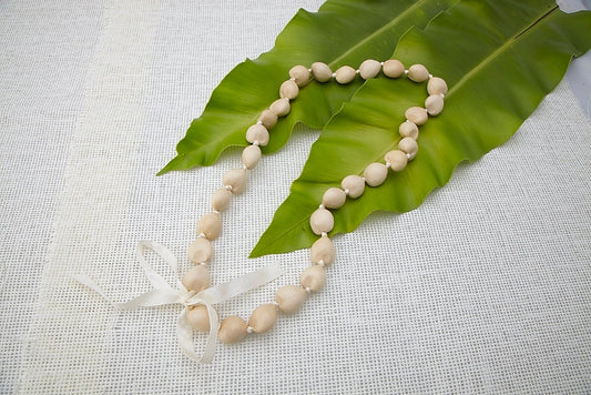 Formal White Kukui Nut Specialty Lei Wedding Royalty Lei