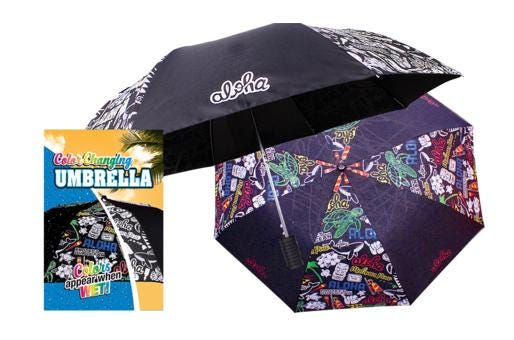 Color Changing Hawaiian Umbrella – 42” Mix Plate Compact Travel Umbrella with Tropical Design