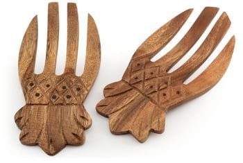 Wooden Pineapple Salad Hands – Tropical Serving Utensil for Kitchen & Dining
