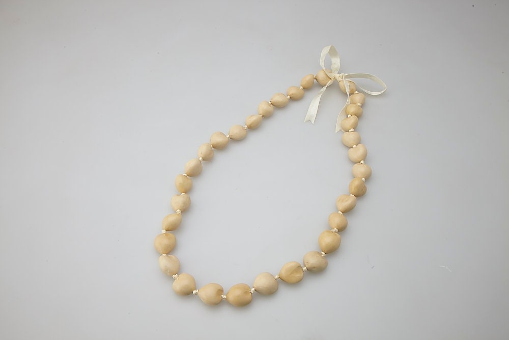 Formal White Kukui Nut Specialty Lei Wedding Royalty Lei
