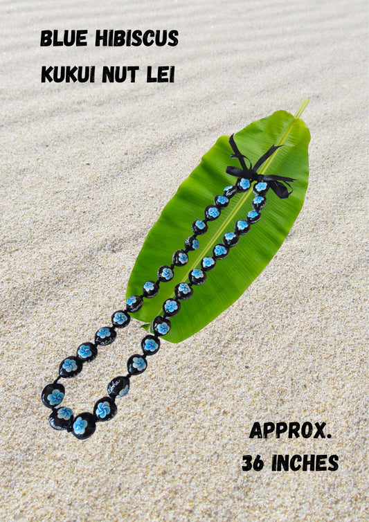 Blue Hibiscus Kukui Nut Specialty Lei Graduation Senior Lei