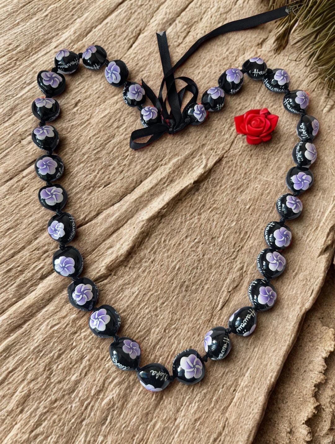 Purple Hibiscus Kukui Nut Specialty Lei Graduation Senior Lei